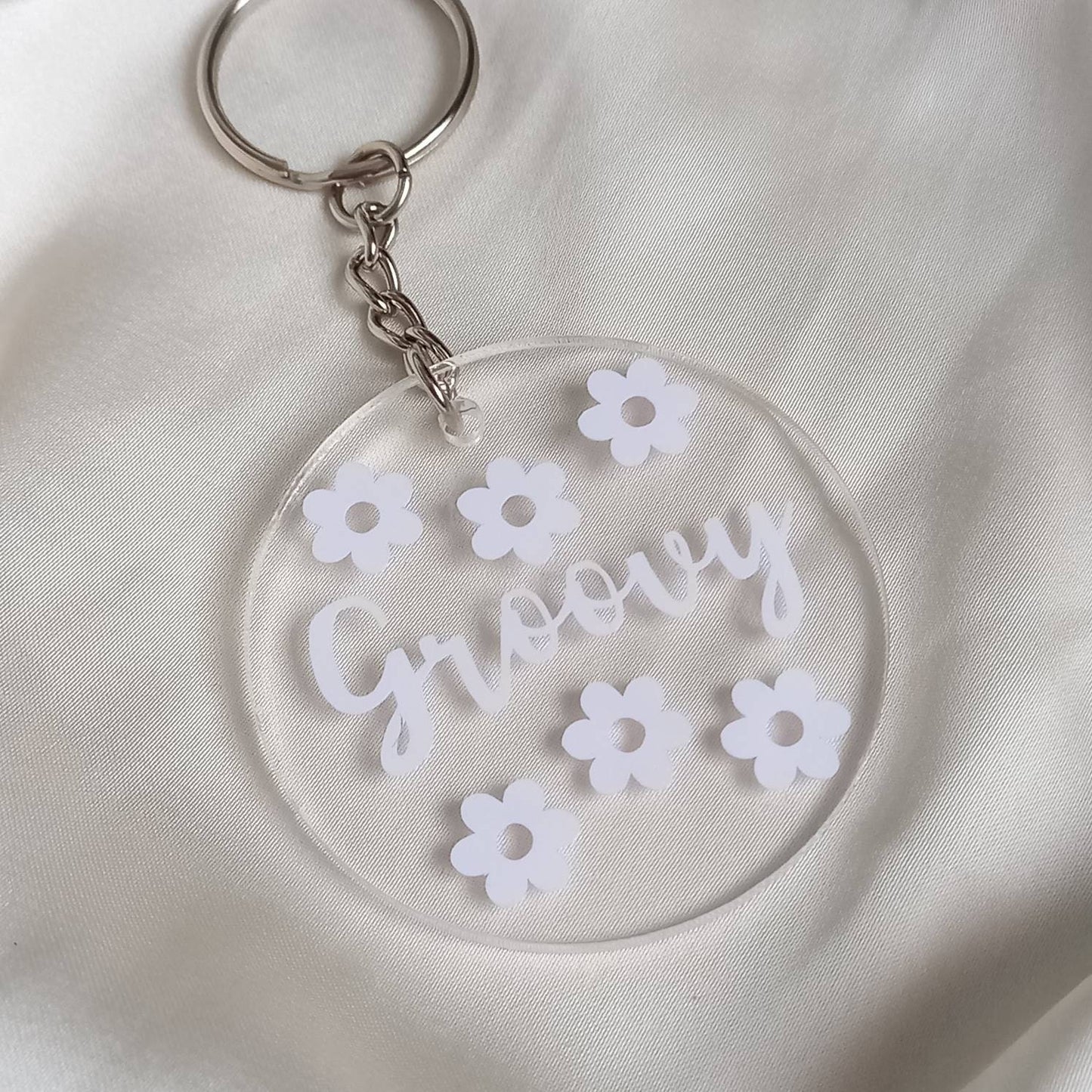 Groovy Retro Flower Keychain -  70's Style Design,Vintage Style Keychain,Retro Keychain,Funky Keychain,Keyring In The UK, Groovy Keychain