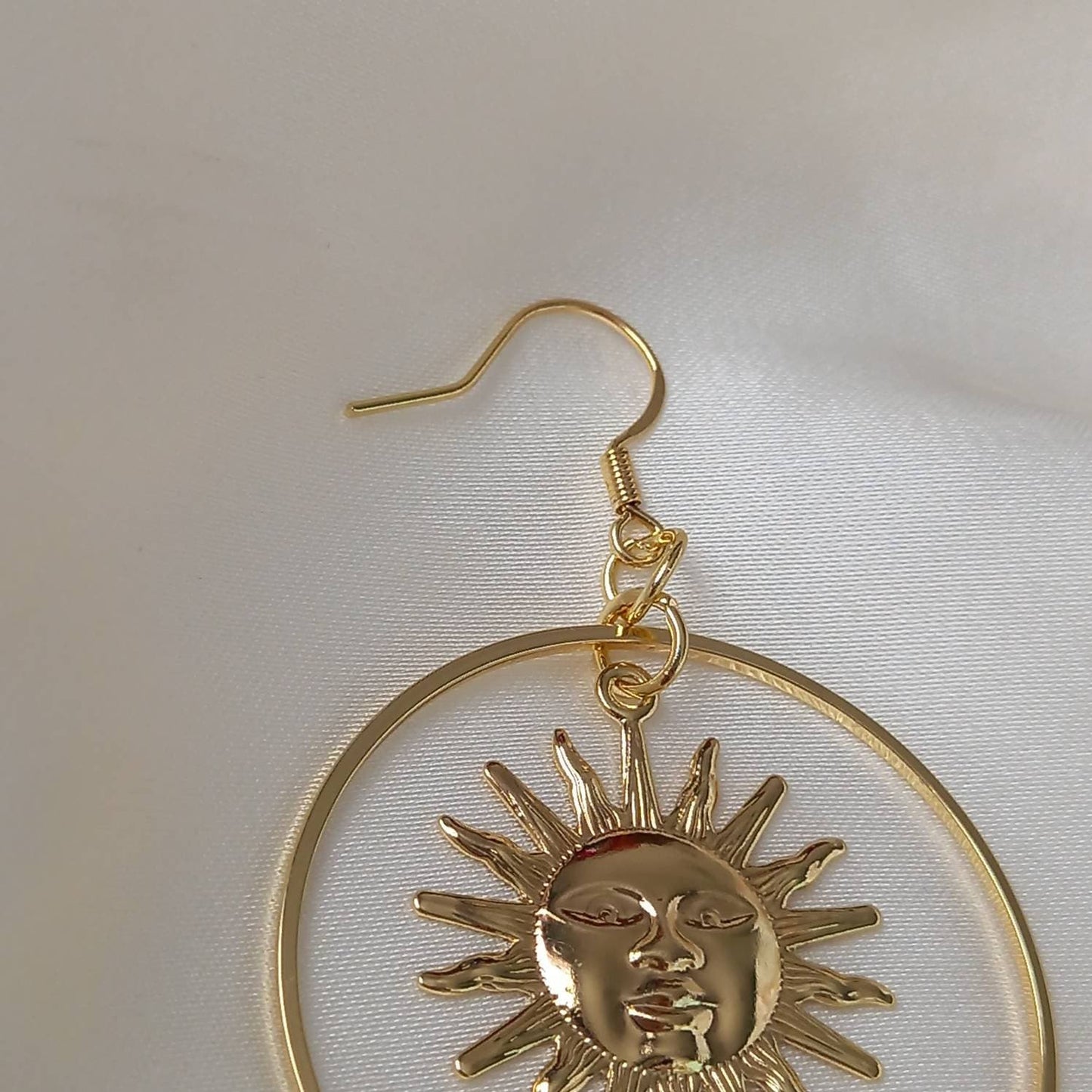 Gold Sun Hoop Earrings - Lightweight Hoop Earrings, Gold Sun Earrings, Cute Earrings, Gold Earrings In The UK, Gold Jewellery In The UK