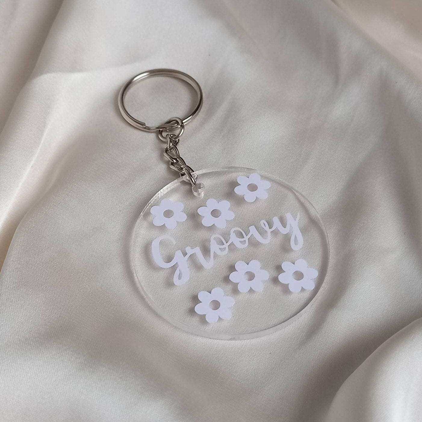 Groovy Retro Flower Keychain -  70's Style Design,Vintage Style Keychain,Retro Keychain,Funky Keychain,Keyring In The UK, Groovy Keychain