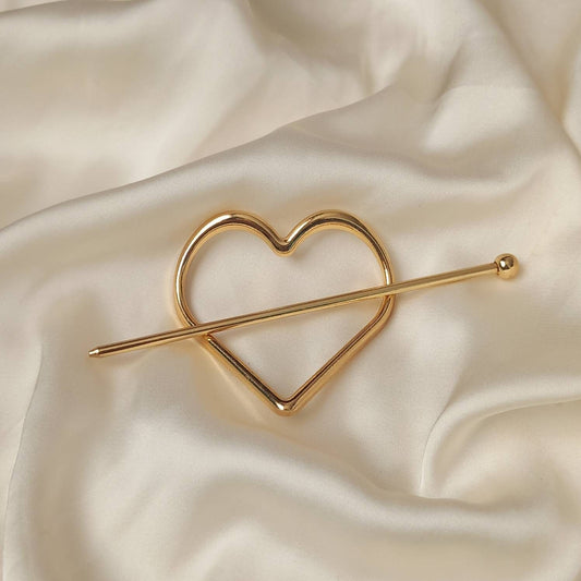 Gold Heart Hair Pin - Gold Hair Pin, Basic Hair Pin, Gold Jewellery, Simple Hair Accessories, Minimalistic Hair Accessory, Gold Hair Pins