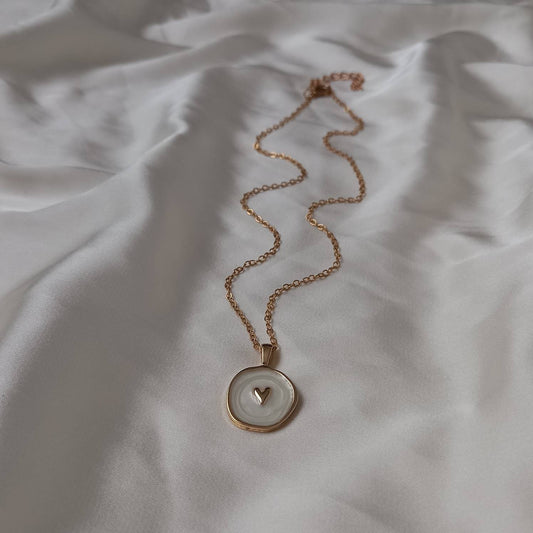 White & Gold Heart Necklace - White Heart Necklace,Small Gold Necklace,Fine Necklace,Gifts For Her,Necklaces In The UK,Jewellery In The UK