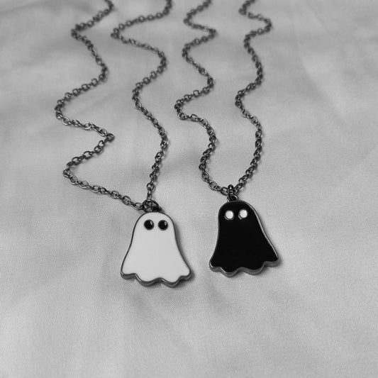 2 Piece Ghost Friendship Necklace Set - Bestie Necklace,Matching Necklaces,2 Best Friends Necklace,Novelty Friendship Necklace Set,Gift