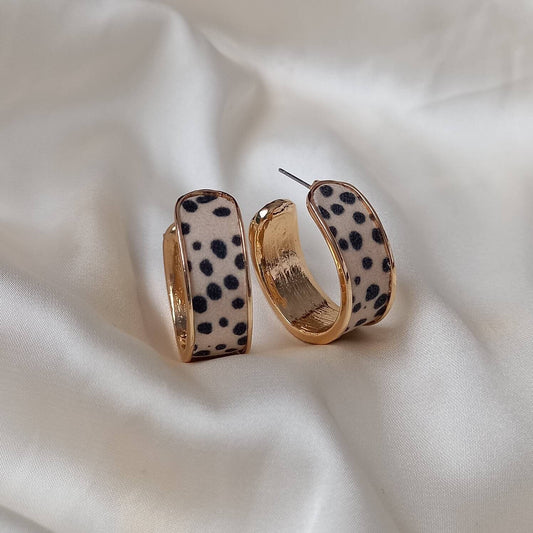 Leopard Print Hoop Earrings - Small Gold Hoops, Everyday Hoop Earrings In The UK, Everyday Jewellery In The UK, Spotty Hoop Earrings