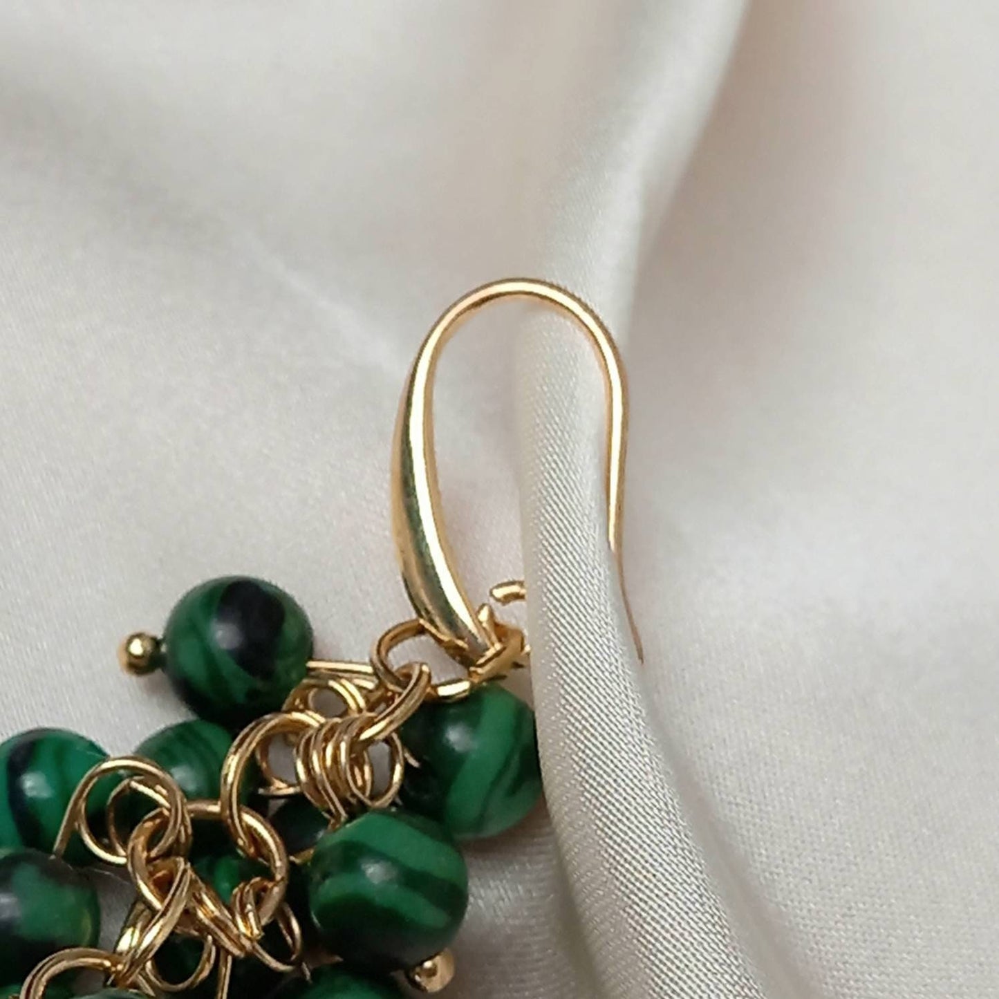 Green Bead Grape Drop Earrings -  Bead Earrings, Bead Jewellery, Hanging Jewellery, Green Accessories, Green Earrings, Green Jewellery