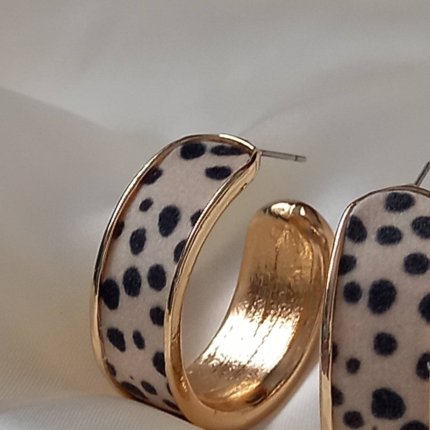 Leopard Print Hoop Earrings - Small Gold Hoops, Everyday Hoop Earrings In The UK, Everyday Jewellery In The UK, Spotty Hoop Earrings
