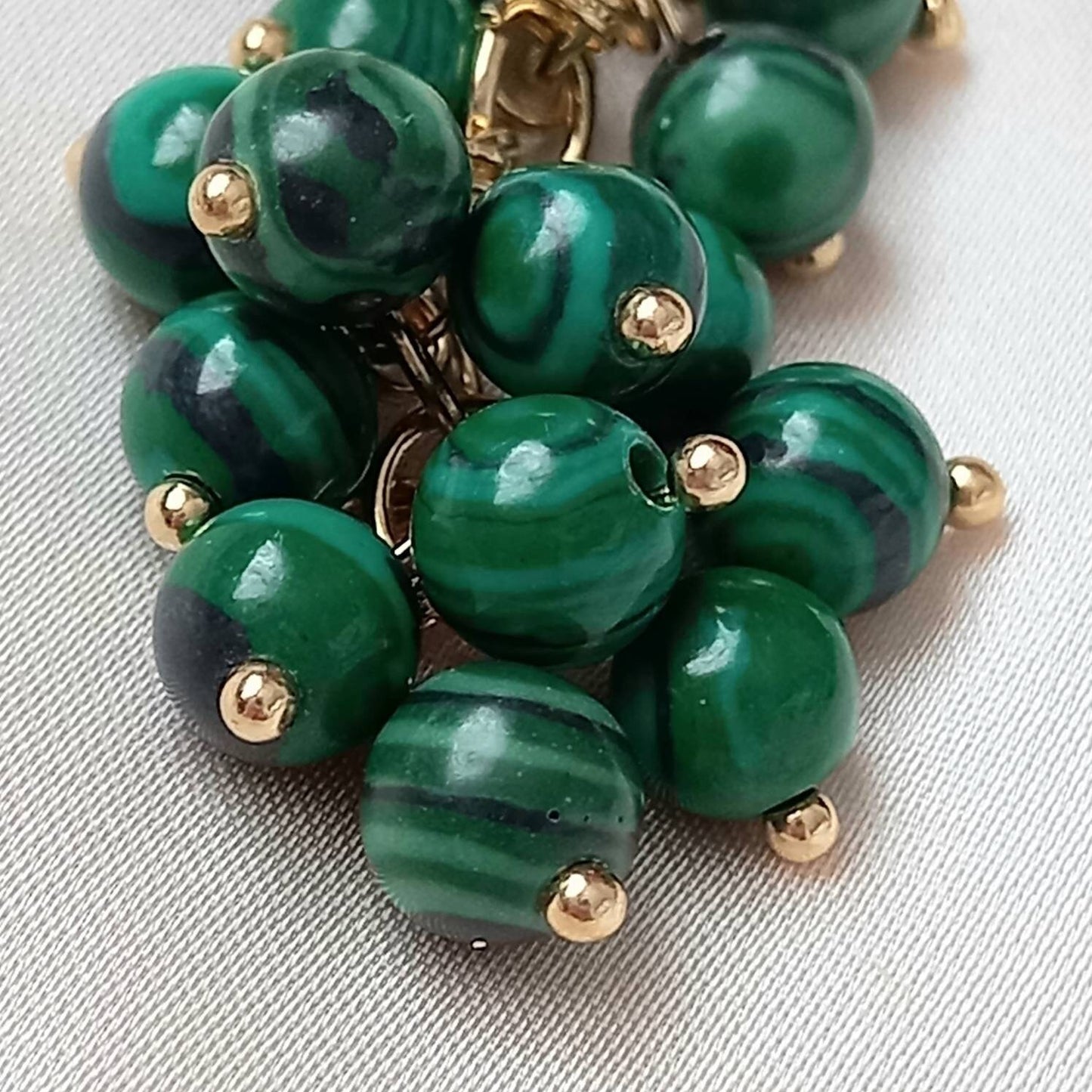 Green Bead Grape Drop Earrings -  Bead Earrings, Bead Jewellery, Hanging Jewellery, Green Accessories, Green Earrings, Green Jewellery