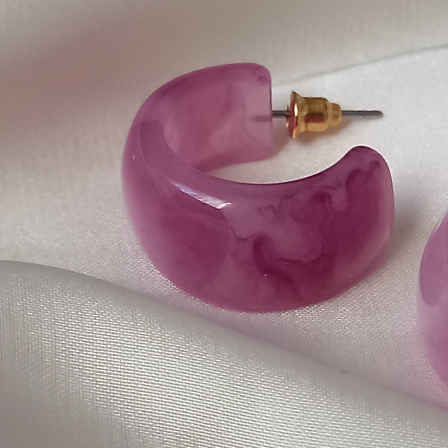 Chunky Pink Resin Hoop Earrings -  Resin Earrings, Chunky Hoop Earrings, Baby Pink Earrings, Thick Resin Earrings, Earrings In The UK