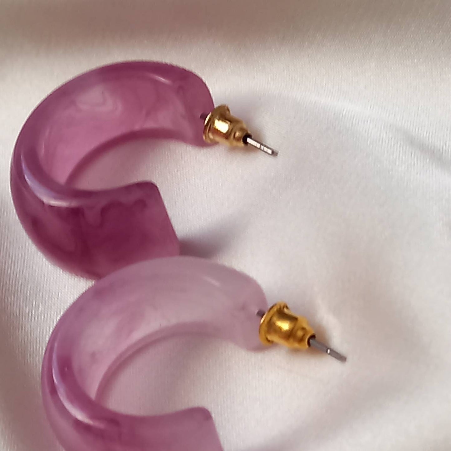 Chunky Pink Resin Hoop Earrings -  Resin Earrings, Chunky Hoop Earrings, Baby Pink Earrings, Thick Resin Earrings, Earrings In The UK