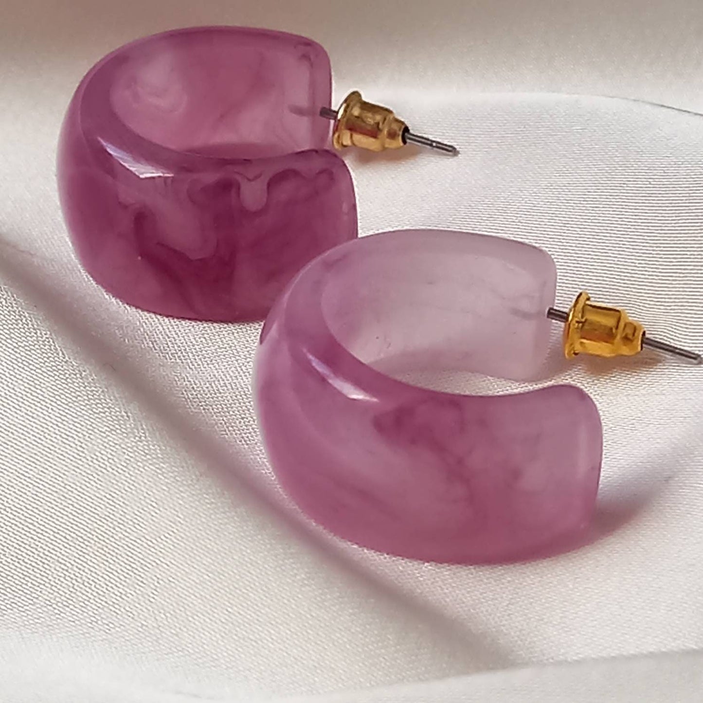 Chunky Pink Resin Hoop Earrings -  Resin Earrings, Chunky Hoop Earrings, Baby Pink Earrings, Thick Resin Earrings, Earrings In The UK