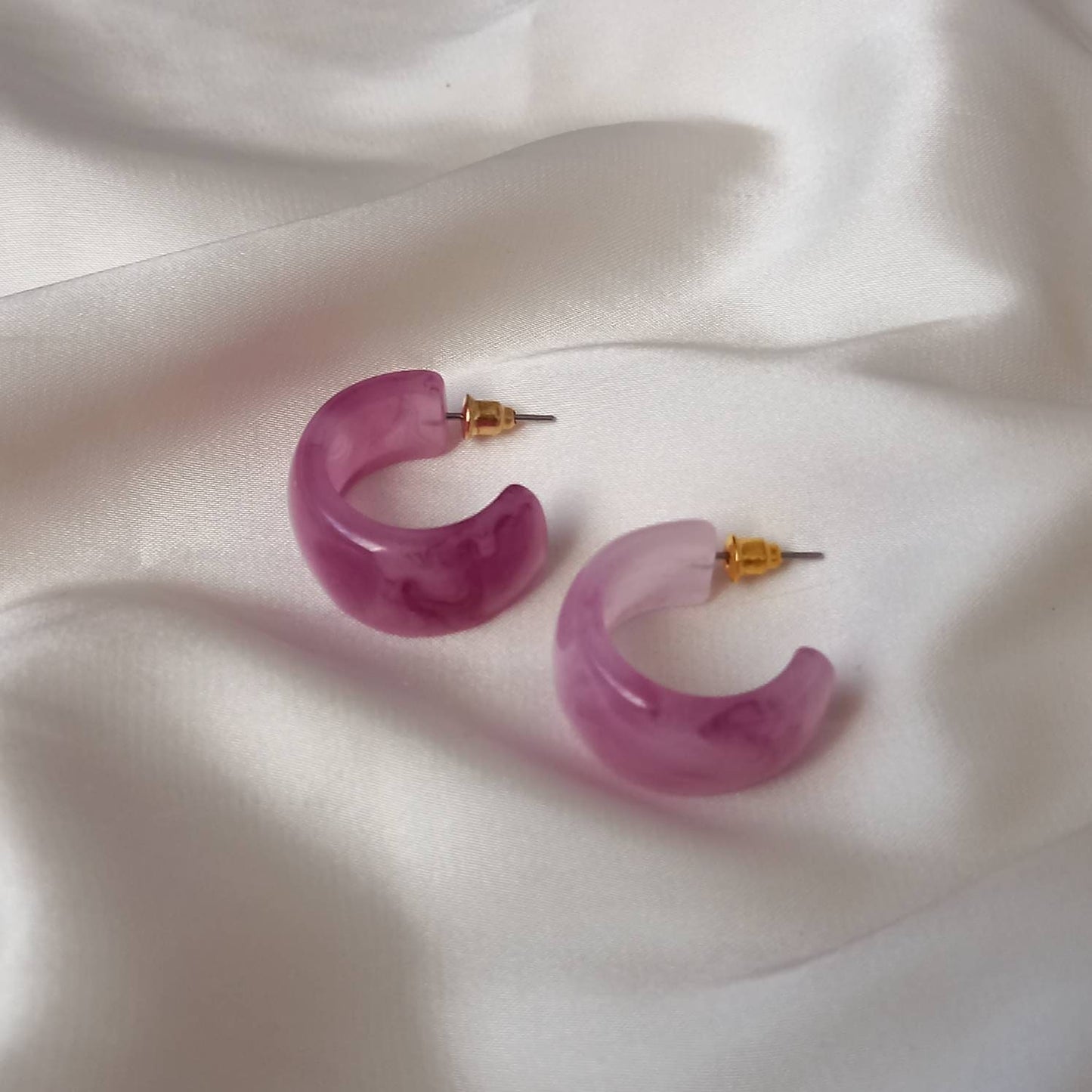 Chunky Pink Resin Hoop Earrings -  Resin Earrings, Chunky Hoop Earrings, Baby Pink Earrings, Thick Resin Earrings, Earrings In The UK