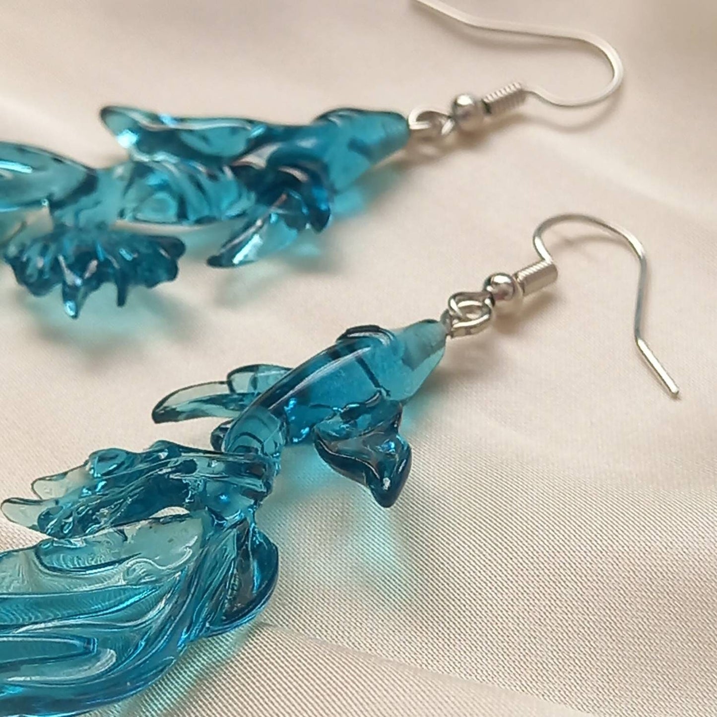 Blue Koi Fish Drop Earrings - Koi Earrings, Blue Drop Earrings, Blue Jewellery, Koi Fish Jewellery, Novelty, Funky Jewellery,Dangle Earrings
