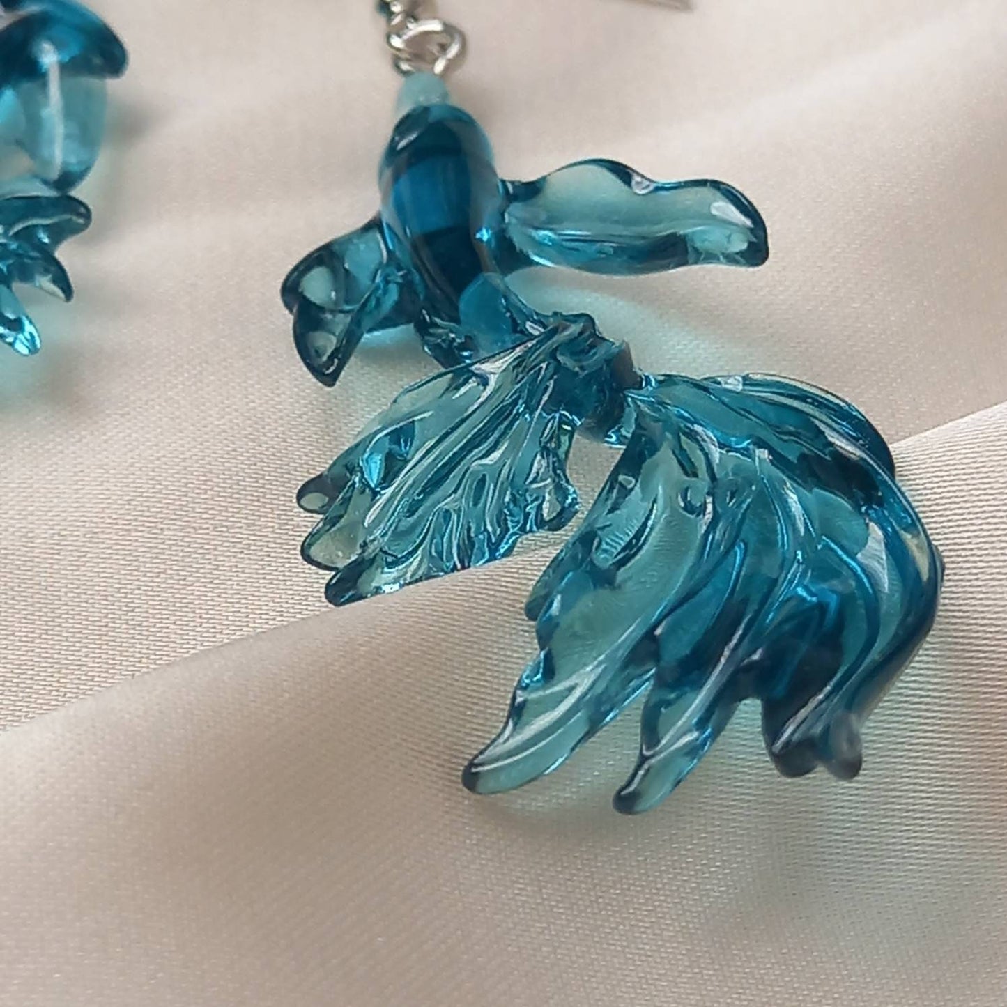 Blue Koi Fish Drop Earrings - Koi Earrings, Blue Drop Earrings, Blue Jewellery, Koi Fish Jewellery, Novelty, Funky Jewellery,Dangle Earrings