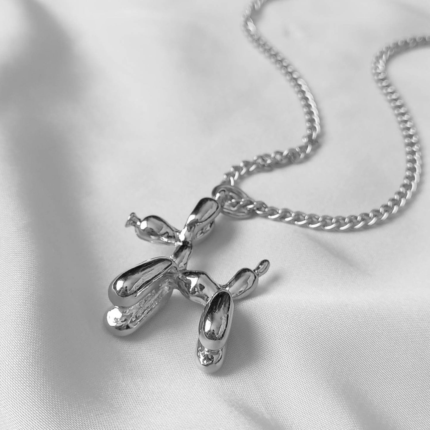 Silver Balloon Dog Chain Necklace - Silver Necklaces In The UK, Dog Necklace, Dog Jewellery In The UK, Dog Lover Gift, Dog Lover Jewellery