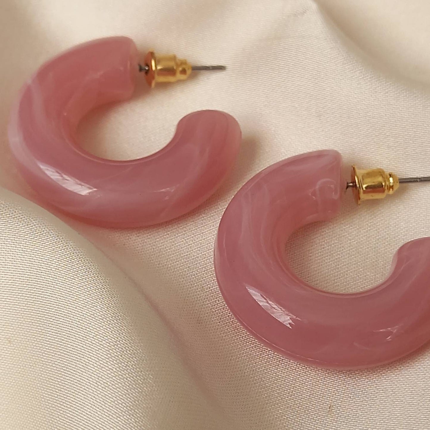 Chunky Pink Resin Hoop Earrings -  Resin Earrings, Chunky Hoop Earrings, Baby Pink Earrings, Thick Resin Earrings, Earrings In The UK