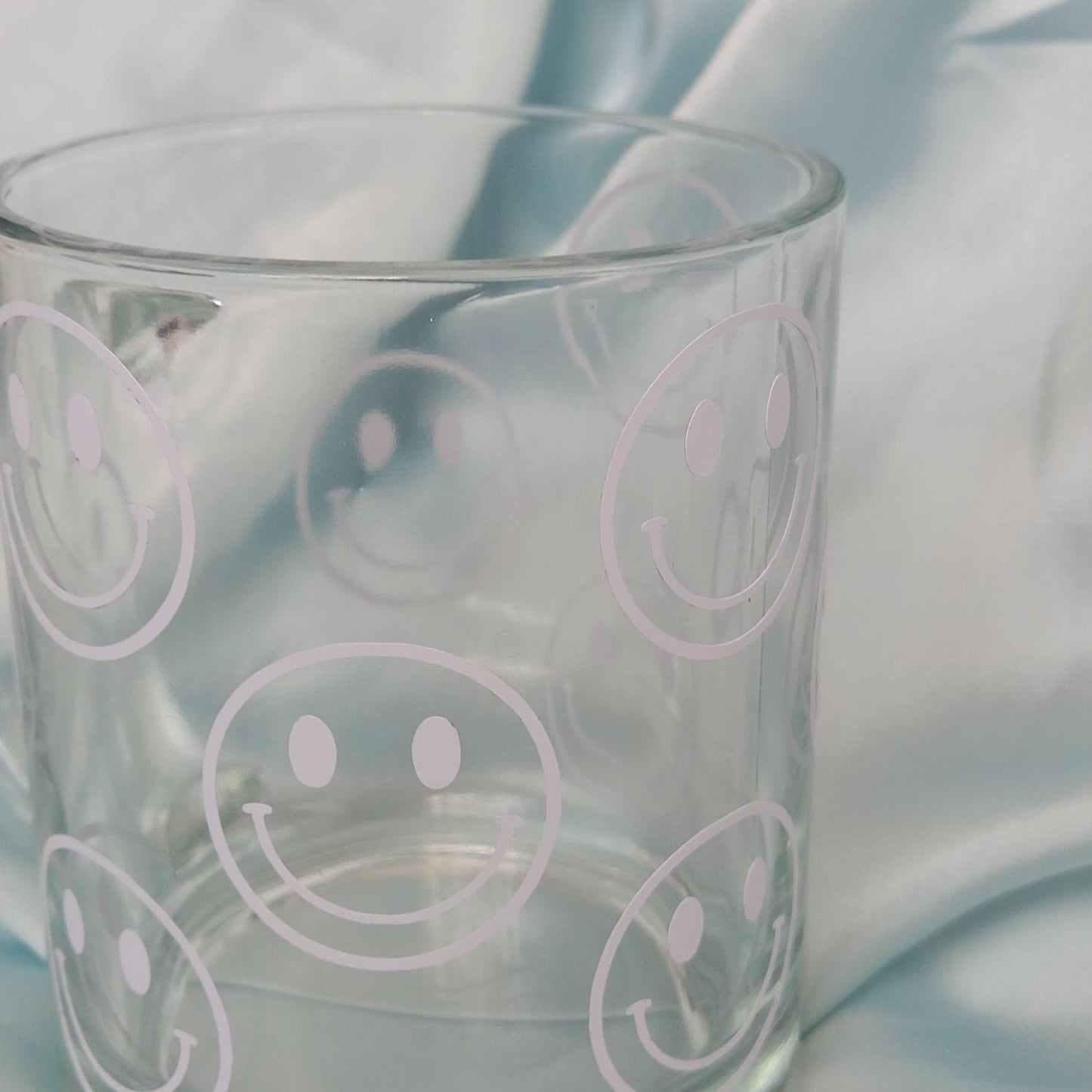 White Smiley Face Glass Mug -  Valentines Day Gift, Valentines Mug, Smiley Mug, Positive Mug, Happy Mug, Clear Mug, White Mugs In The UK