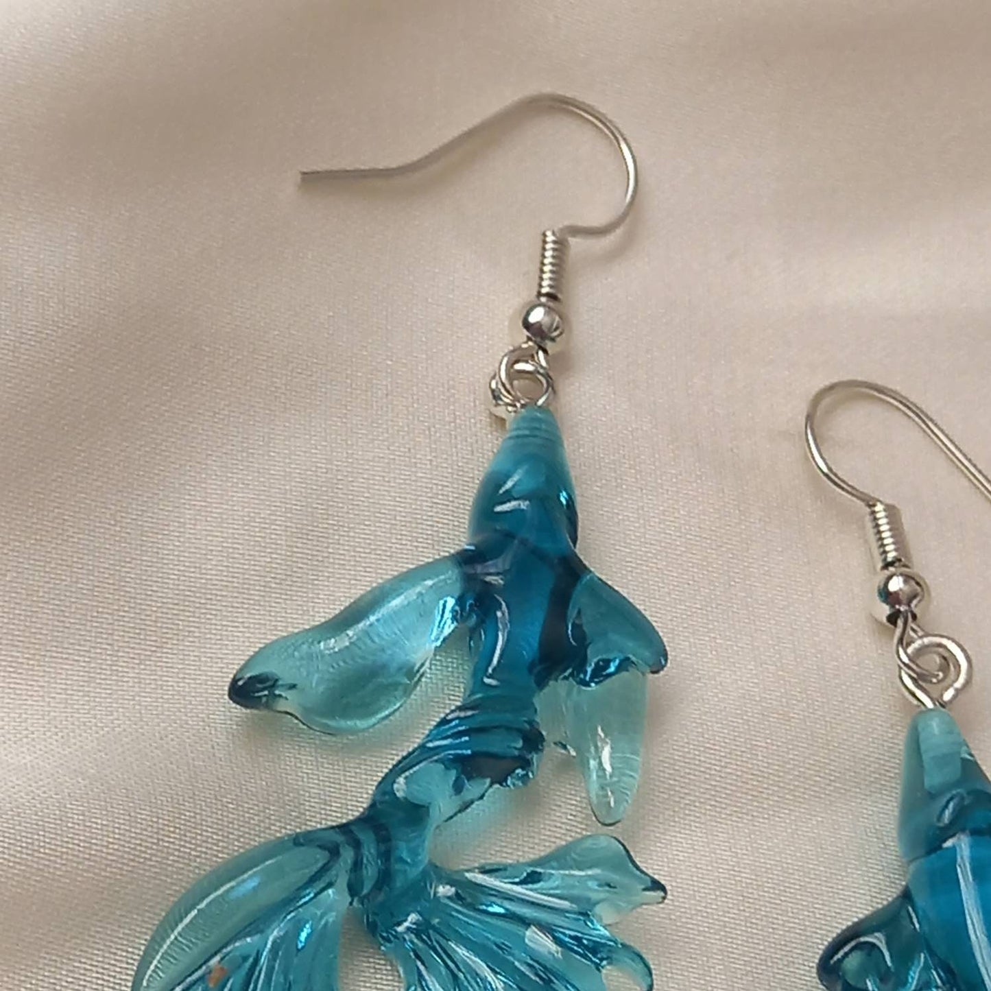 Blue Koi Fish Drop Earrings - Koi Earrings, Blue Drop Earrings, Blue Jewellery, Koi Fish Jewellery, Novelty, Funky Jewellery,Dangle Earrings
