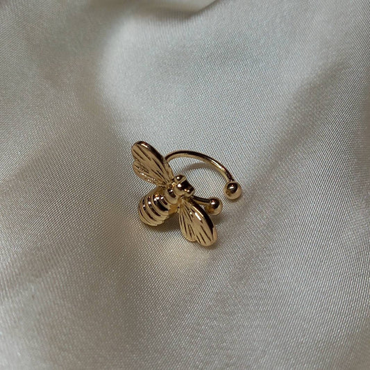 Gold Bumble Bee Ear Cuff - Gold Jewellery, Ear Accessories In The UK, Gold Bee Jewelley, Gold Ear Cuff, Insect Jewellery No Piercing Earring