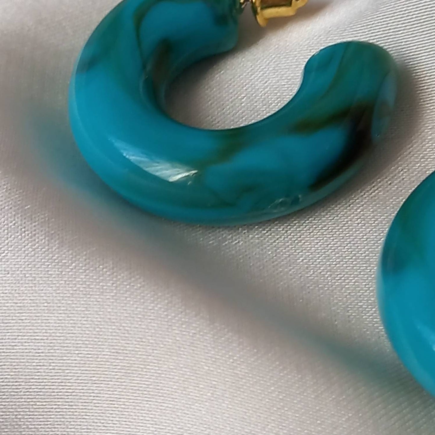 Chunky Blue Resin Hoop Earrings -  Resin Earrings, Chunky Hoop Earrings, Black Earrings, Thick Resin Earrings, Blue Earrings In The UK