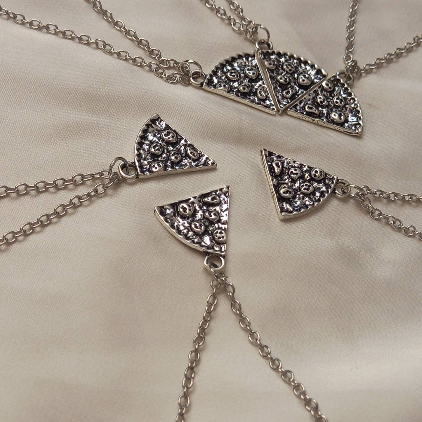 6 Piece Friendship Pizza Necklace Set - Bestie Necklaces, 6 Best Friends Necklace, Four Piece Friendship Necklace Gift Set