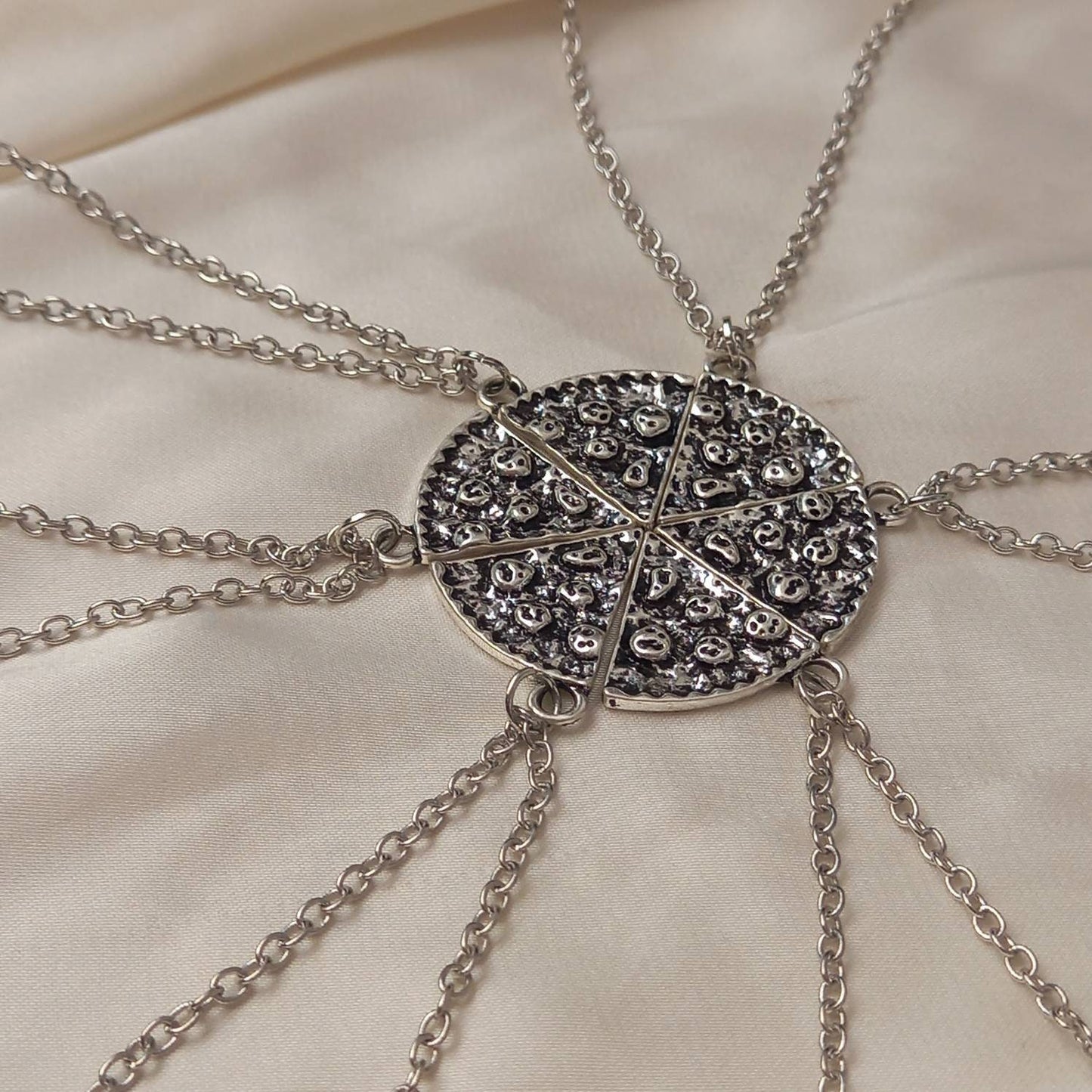 6 Piece Friendship Pizza Necklace Set - Bestie Necklaces, 6 Best Friends Necklace, Four Piece Friendship Necklace Gift Set