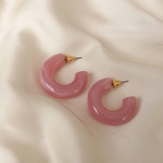 Chunky Pink Resin Hoop Earrings -  Resin Earrings, Chunky Hoop Earrings, Baby Pink Earrings, Thick Resin Earrings, Earrings In The UK