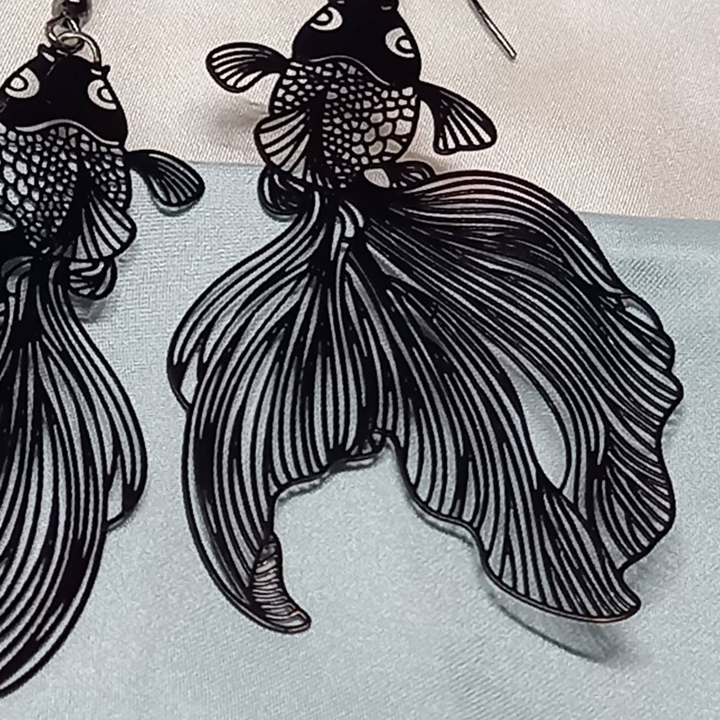 Black Koi Fish Drop Earrings - Koi Earrings, Black Drop Earrings, Black Jewellery,Koi Fish Jewellery,Novelty,Funky Jewellery,Dangle Earrings