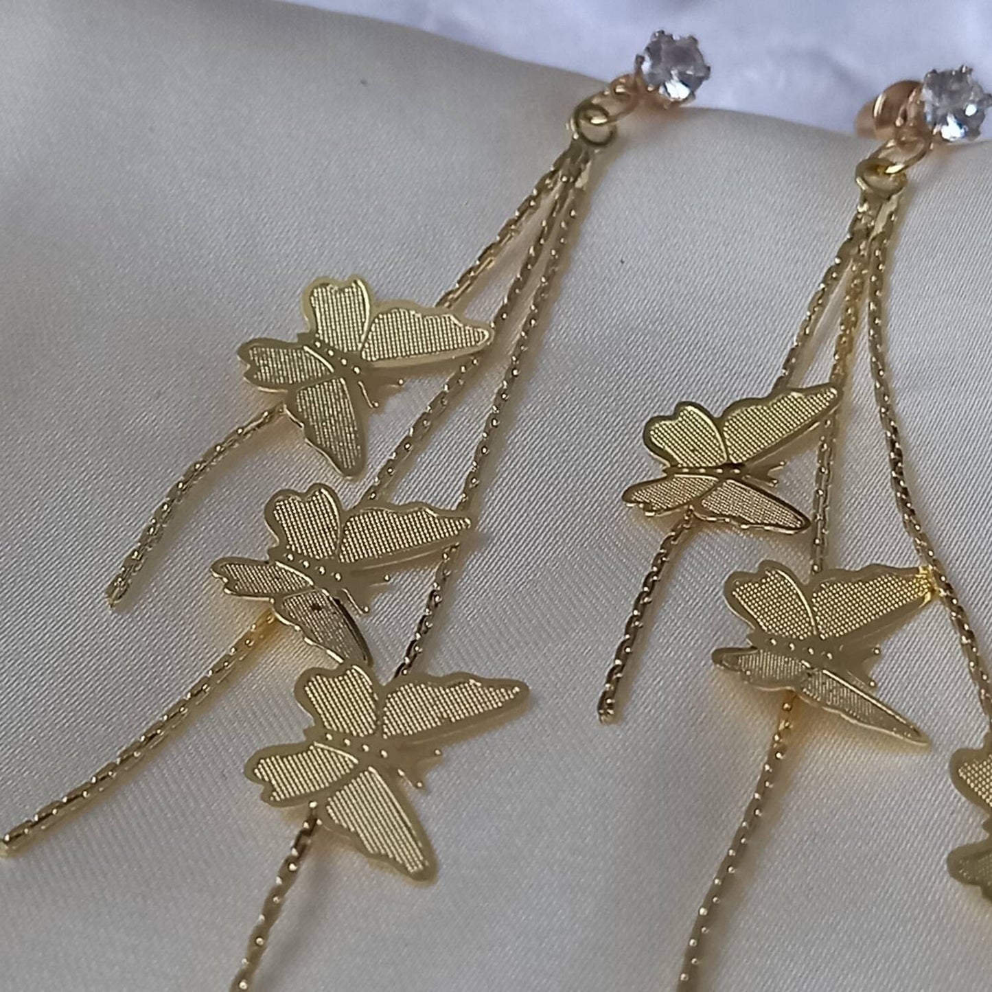Gold Butterfly Drop Earrings - Lightweight Drop Earrings, Butterfly Earrings, Cute Earrings,Gold Earrings In The UK,Gold Butterfly Jewellery