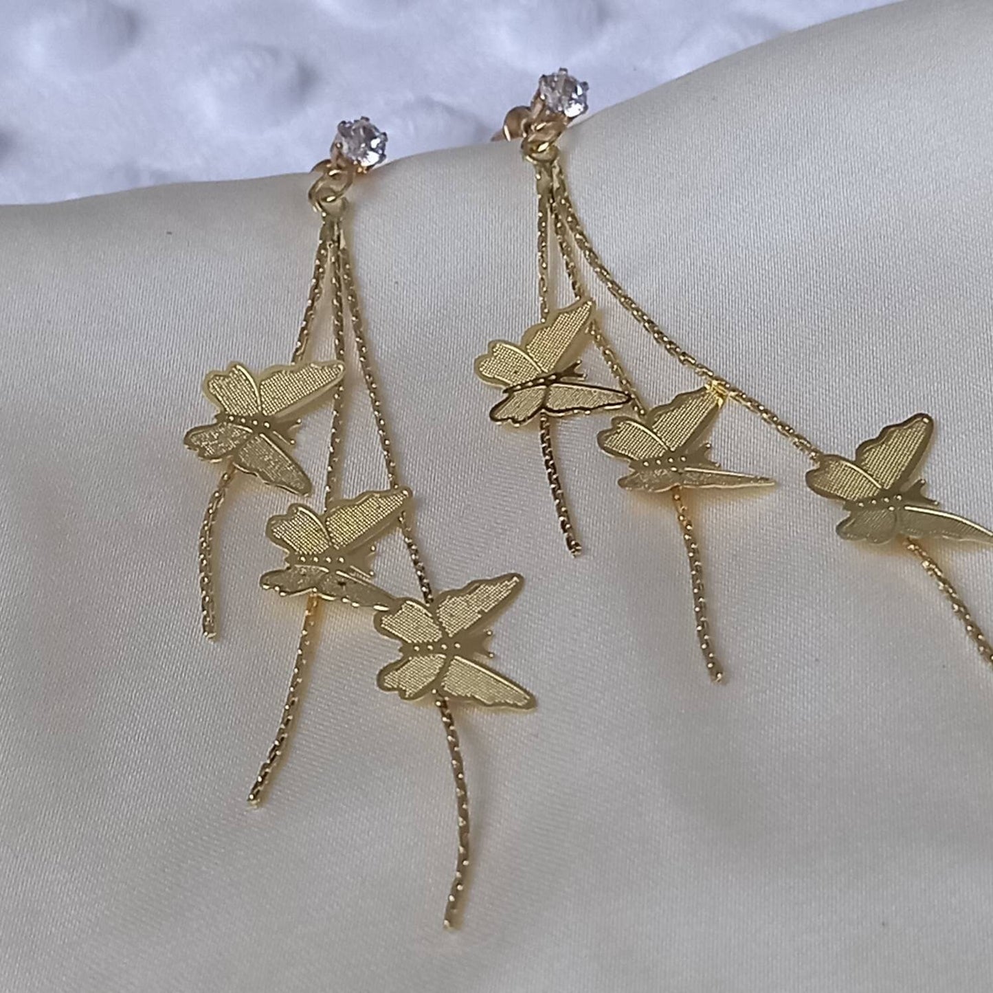 Gold Butterfly Drop Earrings - Lightweight Drop Earrings, Butterfly Earrings, Cute Earrings,Gold Earrings In The UK,Gold Butterfly Jewellery