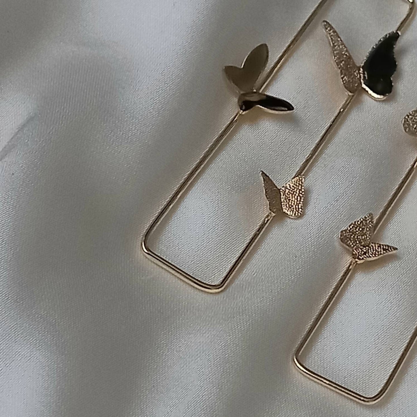 Gold Butterfly Drop Earrings - Lightweight Earrings, Rectangle Butterfly Earrings, Cute Earrings, Gold Earrings In The UK, Gold Jewellery