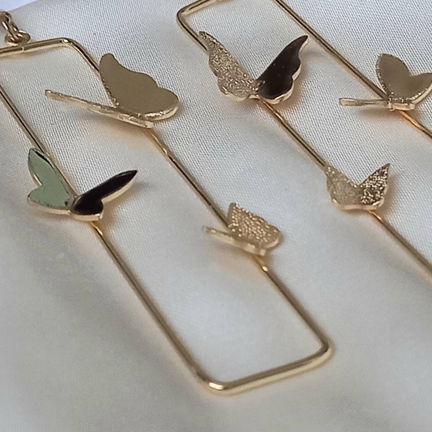Gold Butterfly Drop Earrings - Lightweight Earrings, Rectangle Butterfly Earrings, Cute Earrings, Gold Earrings In The UK, Gold Jewellery