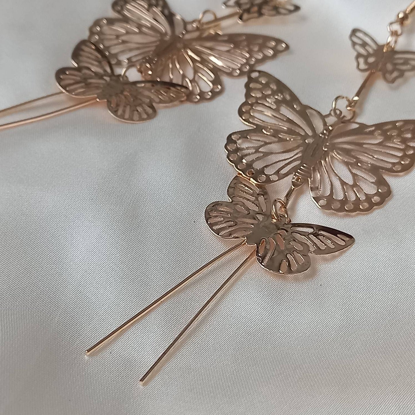 Gold Butterfly Drop Earrings - Lightweight Drop Earrings, Butterfly Earrings, Cute Earrings,Gold Earrings In The UK,Gold Butterfly Jewellery