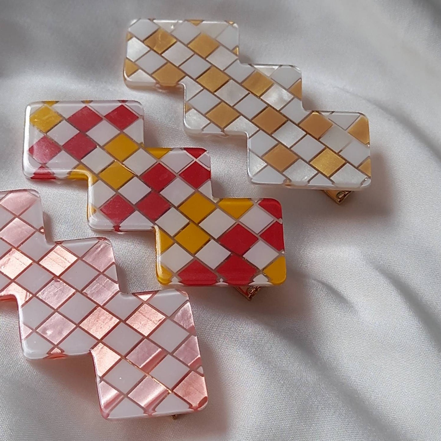 Set of 3 Retro Hair Clips - Hair Clip, Funky Hair Accessories, 70's Accessories, Fashion Acessories, Minimalistic Hair Clips, Neutral