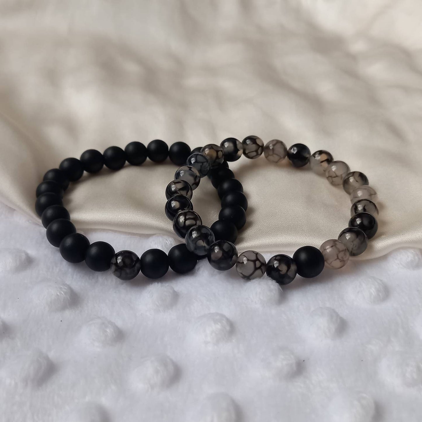 2 Matching Friendship Bead Bracelets - Bead Jewellery, Friendship Accessories, Bead Bracelets, Cute Bracelet, Black & Grey Jewellery