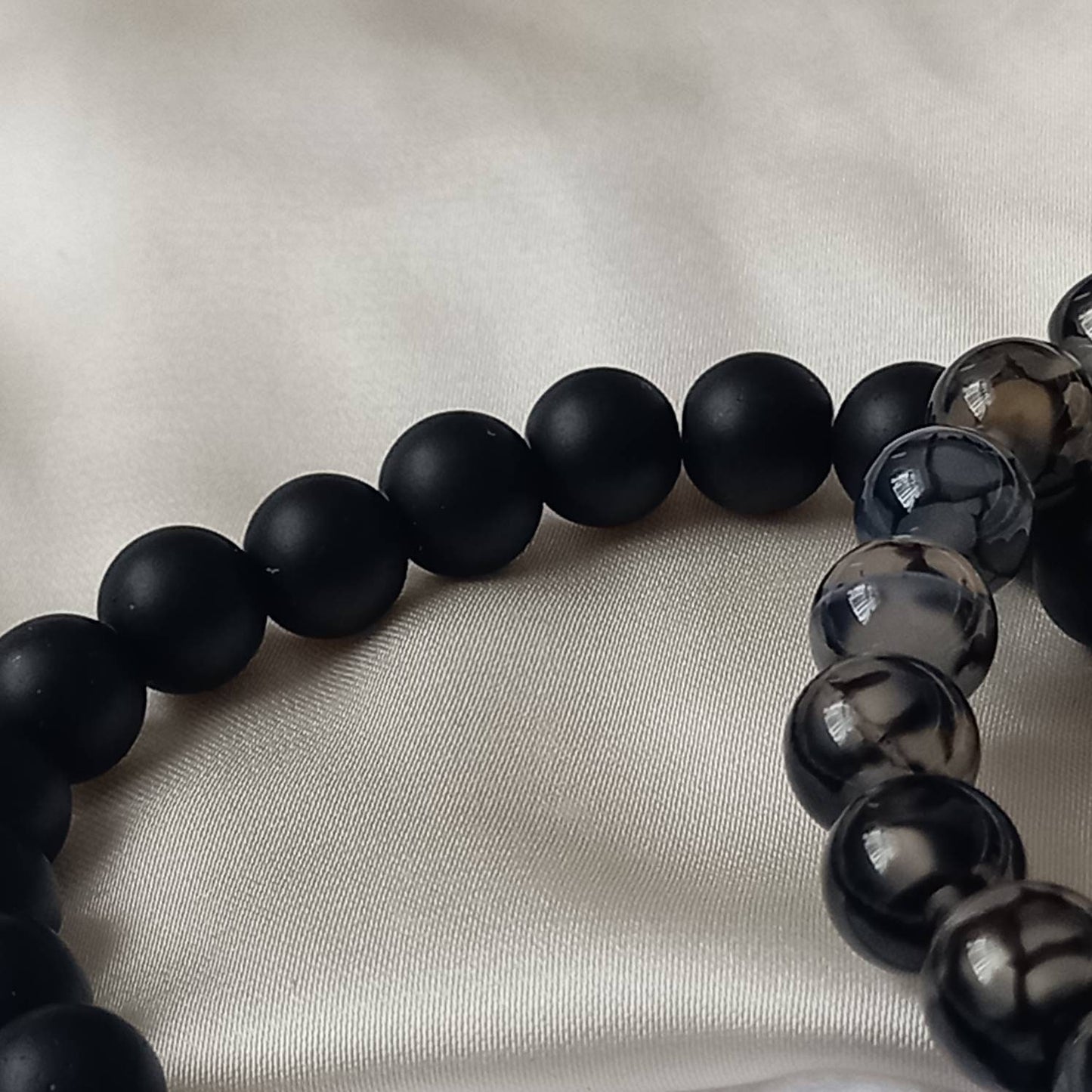 2 Matching Friendship Bead Bracelets - Bead Jewellery, Friendship Accessories, Bead Bracelets, Cute Bracelet, Black & Grey Jewellery