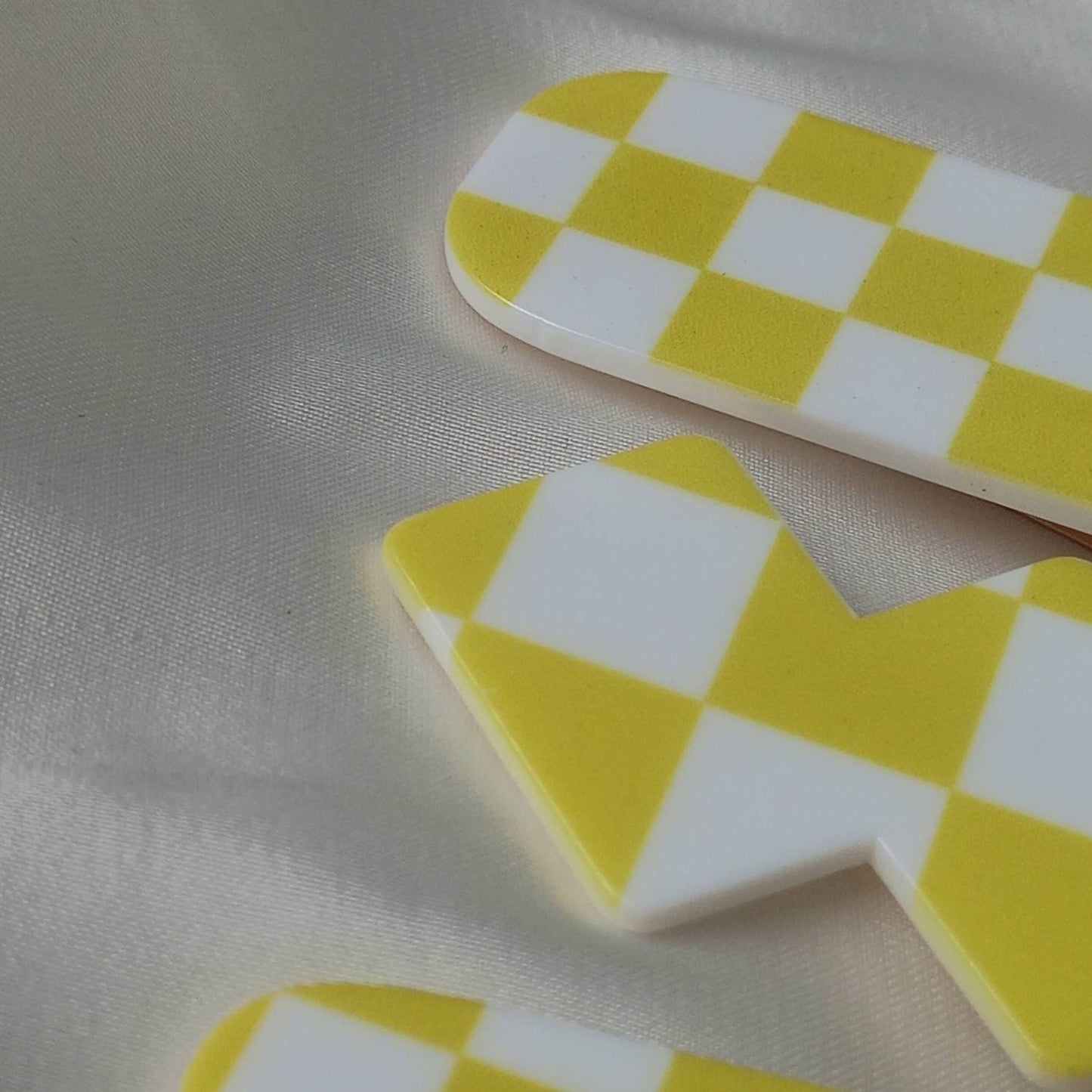 Set of 3 Chequered Hair Clips - Yellow & White Hair Clip, Funky Hair Accessories, Chequered Hair Clips, 70's Accessories, Minimalistic