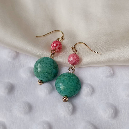 Blue & Red Bead Drop Earrings -  Blue Bead Earrings, Red Bead Jewellery, Blue Accessories, Red Earrings, Beaded Jewellery,Bead Drop Earrings