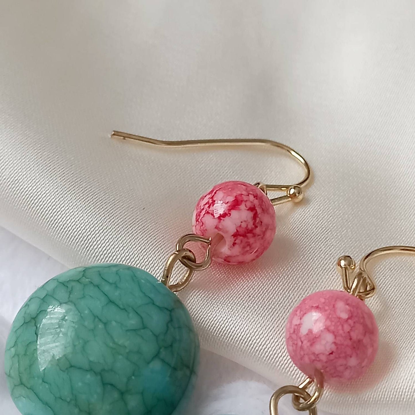 Blue & Red Bead Drop Earrings -  Blue Bead Earrings, Red Bead Jewellery, Blue Accessories, Red Earrings, Beaded Jewellery,Bead Drop Earrings