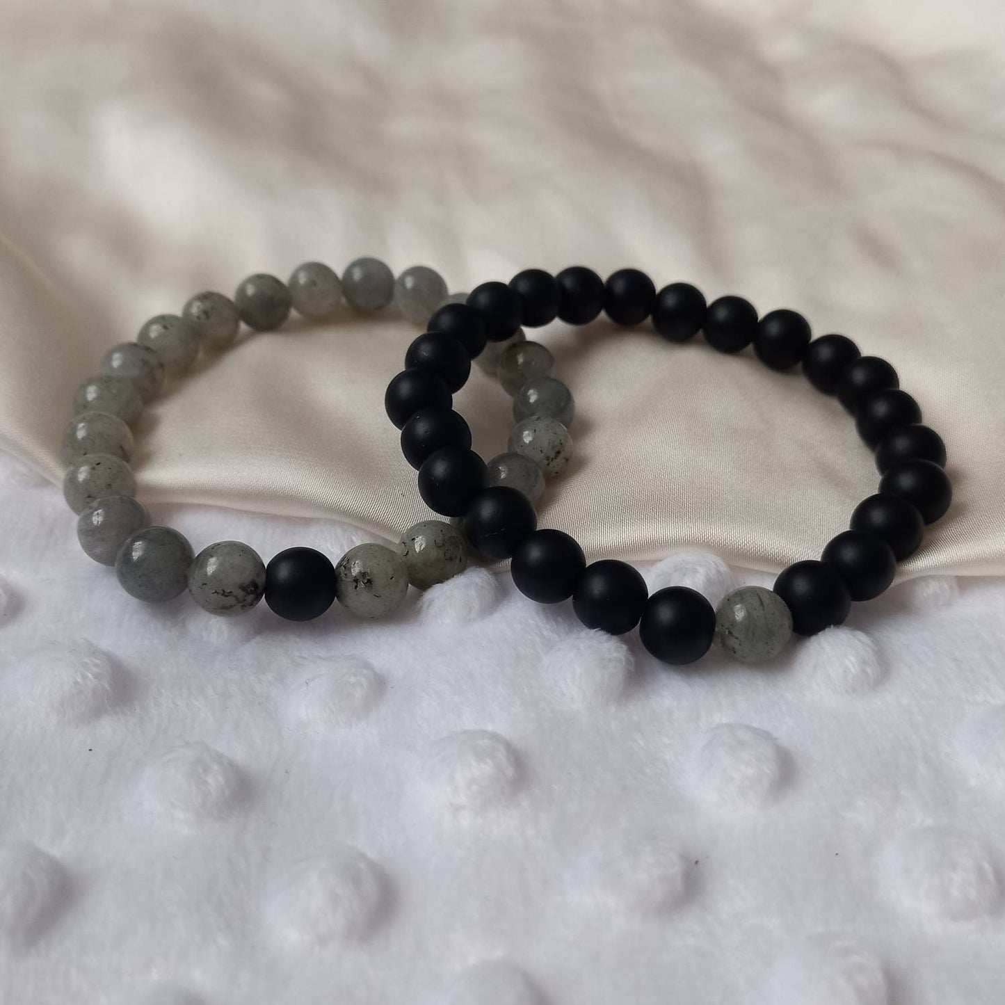 2 Matching Friendship Bead Bracelets - Bead Jewellery, Friendship Accessories, Bead Bracelets, Cute Bracelet, Black & Grey Jewellery