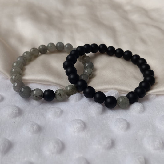 2 Matching Friendship Bead Bracelets - Bead Jewellery, Friendship Accessories, Bead Bracelets, Cute Bracelet, Black & Grey Jewellery