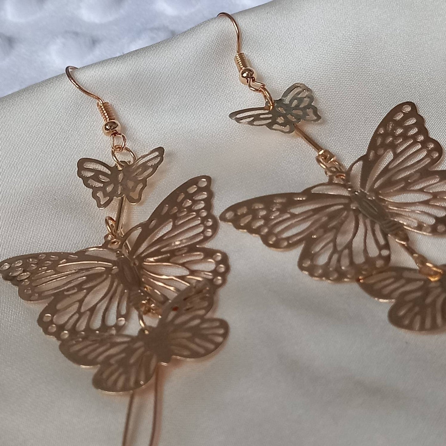 Gold Butterfly Drop Earrings - Lightweight Drop Earrings, Butterfly Earrings, Cute Earrings,Gold Earrings In The UK,Gold Butterfly Jewellery