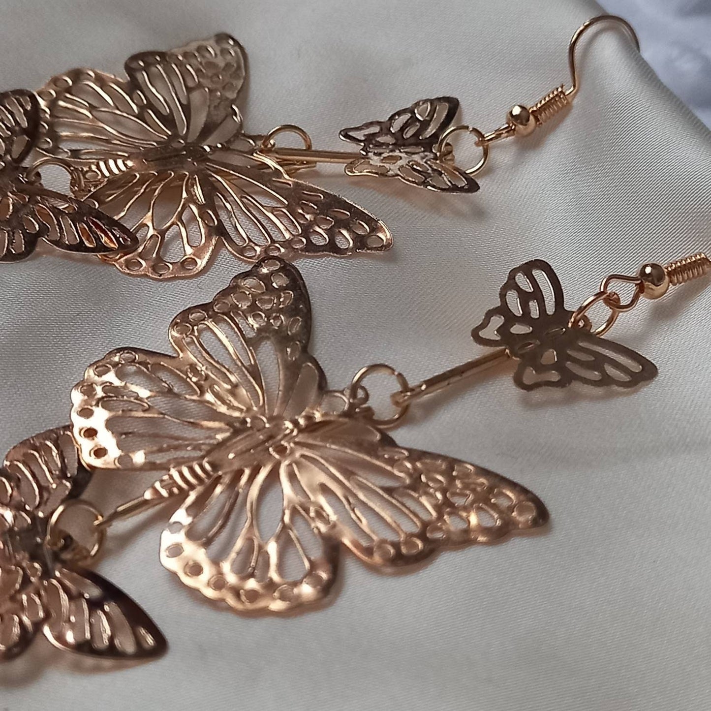 Gold Butterfly Drop Earrings - Lightweight Drop Earrings, Butterfly Earrings, Cute Earrings,Gold Earrings In The UK,Gold Butterfly Jewellery