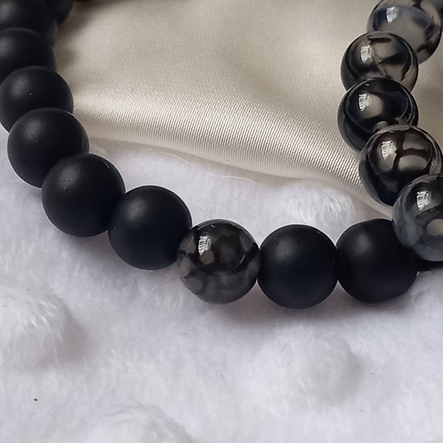 2 Matching Friendship Bead Bracelets - Bead Jewellery, Friendship Accessories, Bead Bracelets, Cute Bracelet, Black & Grey Jewellery
