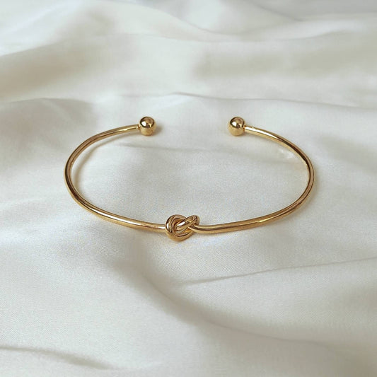 Gold Plated Knot Bangle Bracelet - Gold Jewellery, Accessories, Gold Bangle, Bangle Jewellery, Minimal Bangle Bracelet, Gift For Her, Modern