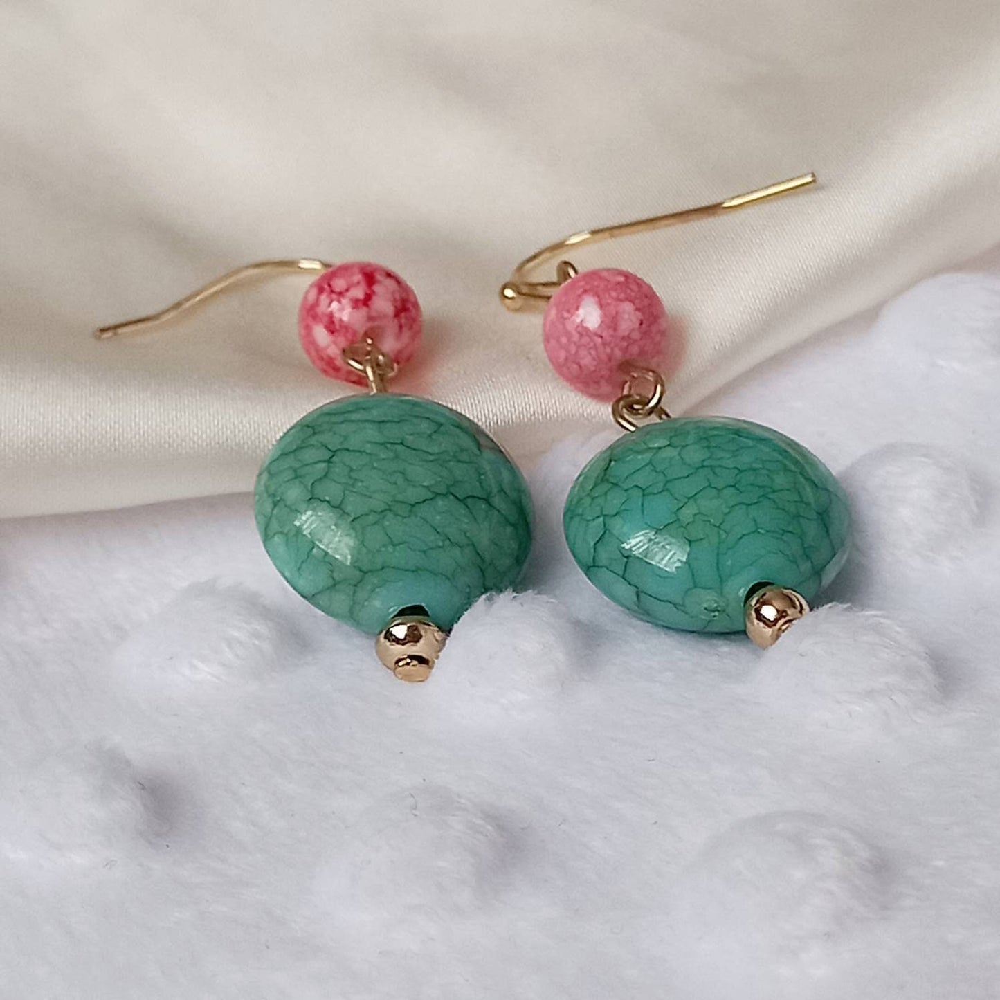 Blue & Red Bead Drop Earrings -  Blue Bead Earrings, Red Bead Jewellery, Blue Accessories, Red Earrings, Beaded Jewellery,Bead Drop Earrings