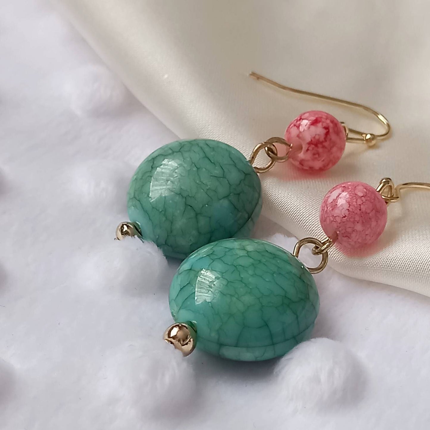 Blue & Red Bead Drop Earrings -  Blue Bead Earrings, Red Bead Jewellery, Blue Accessories, Red Earrings, Beaded Jewellery,Bead Drop Earrings