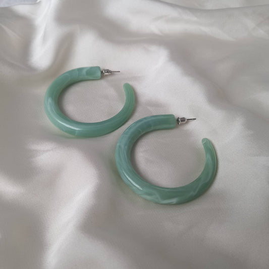 Chunky Green Resin Hoop Earrings -  Resin Earrings, Chunky Hoop Earrings, Thick Resin Earrings, Earrings In The UK, Hoop Earrings In The UK