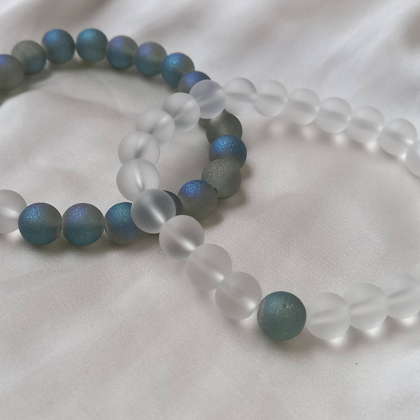 2 Matching Friendship Bead Bracelets - Bead Jewellery, Friendship Accessories, Bead Bracelets, Cute Bracelet, Grey & Clear Jewellery