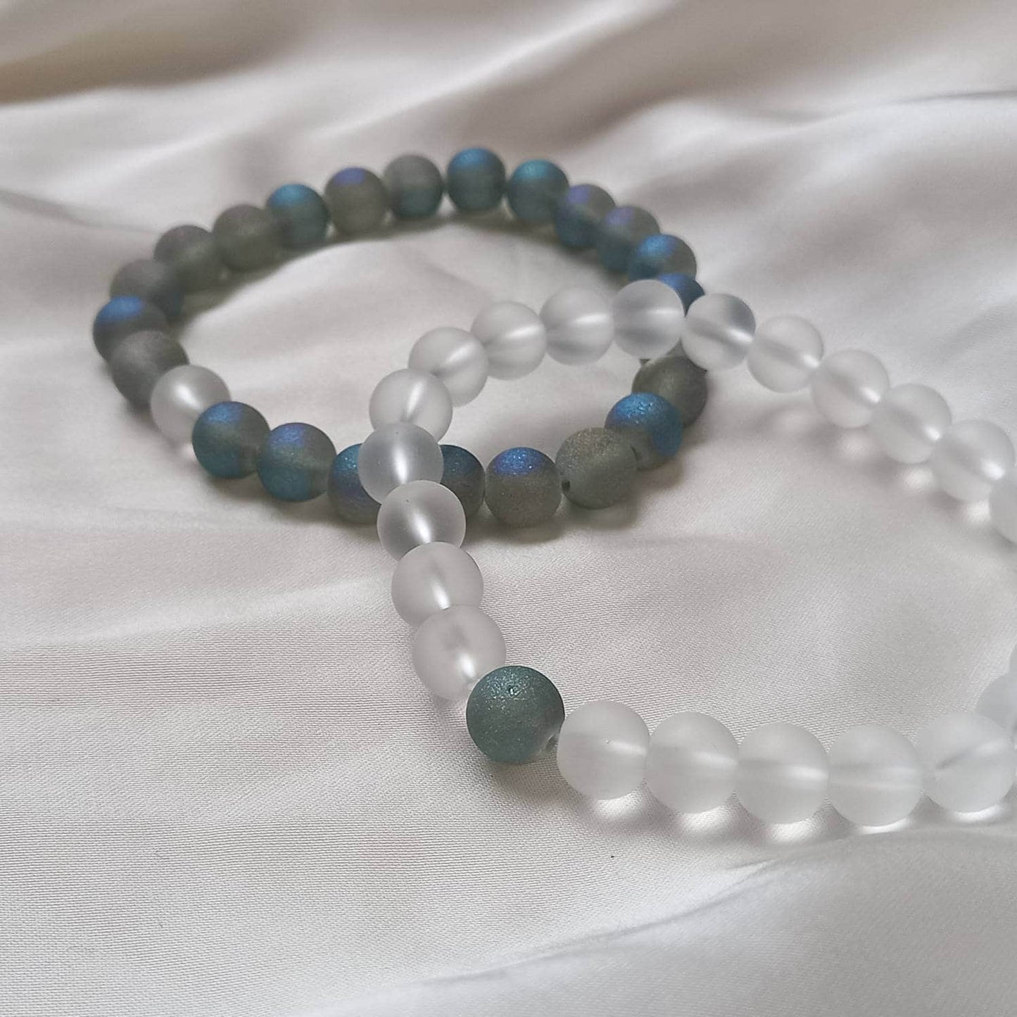 2 Matching Friendship Bead Bracelets - Bead Jewellery, Friendship Accessories, Bead Bracelets, Cute Bracelet, Grey & Clear Jewellery