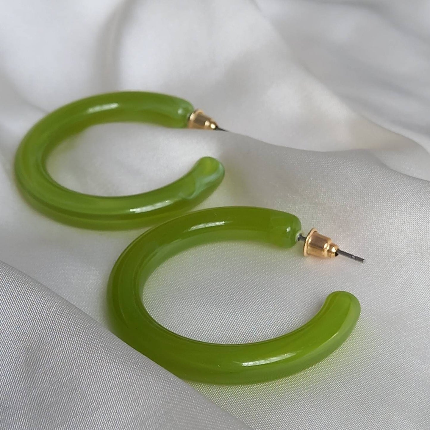 Chunky Green Resin Hoop Earrings -  Resin Earrings, Chunky Hoop Earrings, Thick Resin Earrings, Earrings In The UK, Hoop Earrings In The UK
