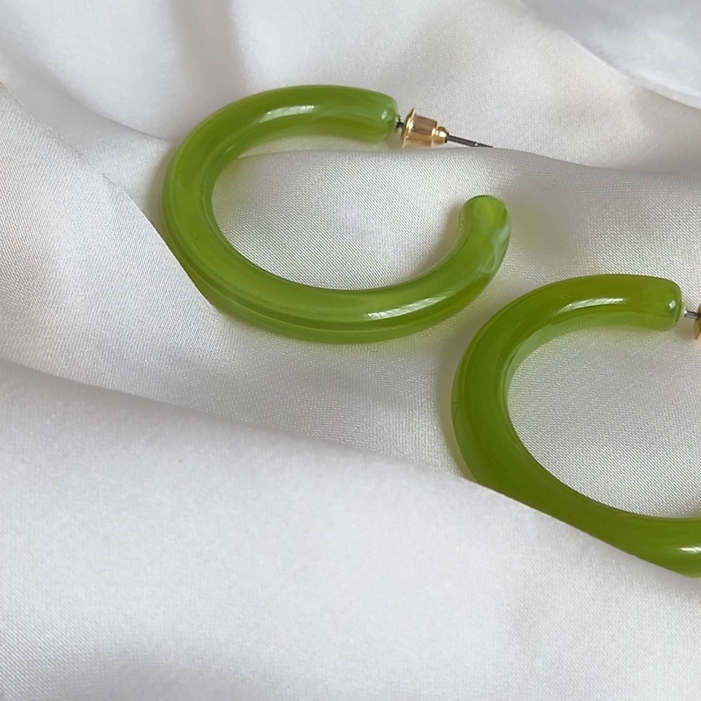Chunky Green Resin Hoop Earrings -  Resin Earrings, Chunky Hoop Earrings, Thick Resin Earrings, Earrings In The UK, Hoop Earrings In The UK